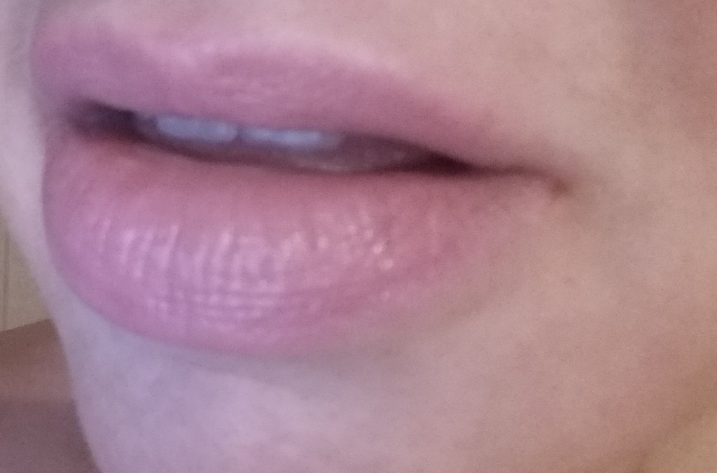 AERIN Rose Lip Balm - swatch on lips - natural light