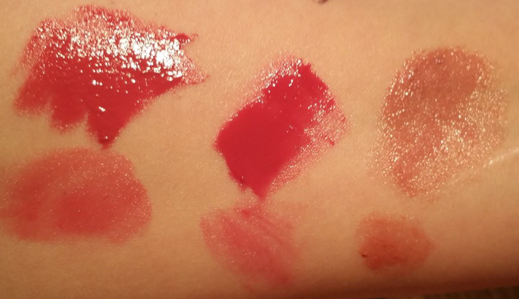 Left to right: Rosebud, Uber Rose, and Blush - swatched heavily and sheerly - natural light