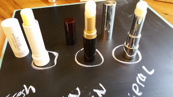 Left to right: Fresh f21c Sugar Lip Treatment, Kevyn Aucoin The Sensual Lip Balm, and Lierac Hydro-Chrono Plus Lip Balm