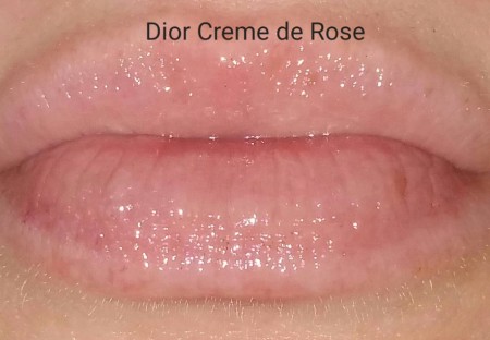 Dior Creme de Rose swatched on lips - with flash