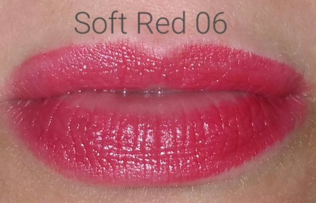 Sephora Collection Rouge Balm SPF 20 in Soft Red 06 - worn on lips - with flash
