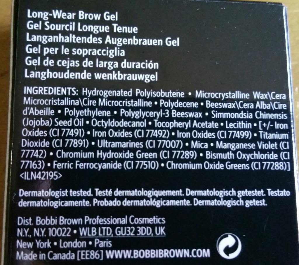 Ingredients in Brown Long-Wear Brow Gel in Taupe
