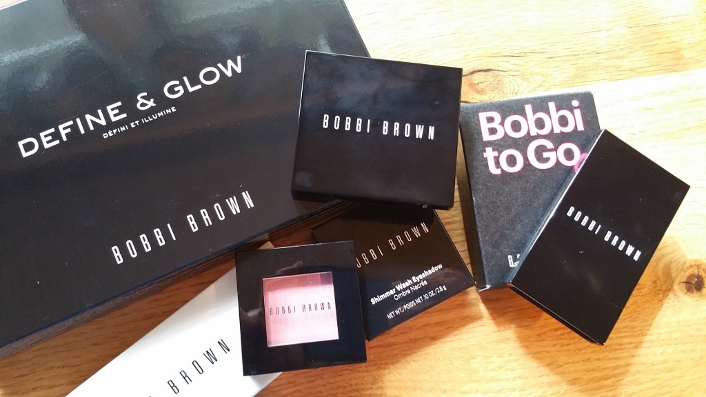 Bobbi Brown Define &amp; Glow set, Pink Chiffon Shimmer Wash Eye Shadow, and Bobbi to Go Classic Shadow Palette