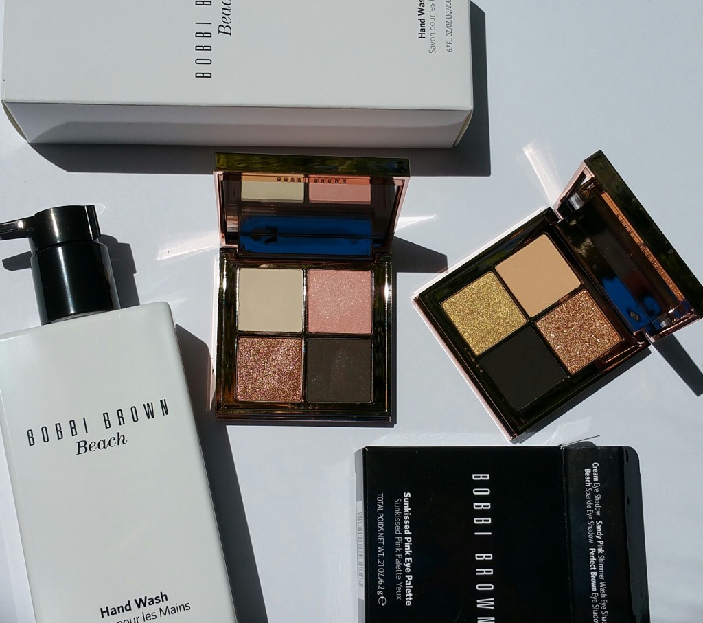 Bobbi Brown Beach Hand Wash and Bobbi Brown Sunkissed Eye Shadow Palettes Pink (left) and Gold (right)