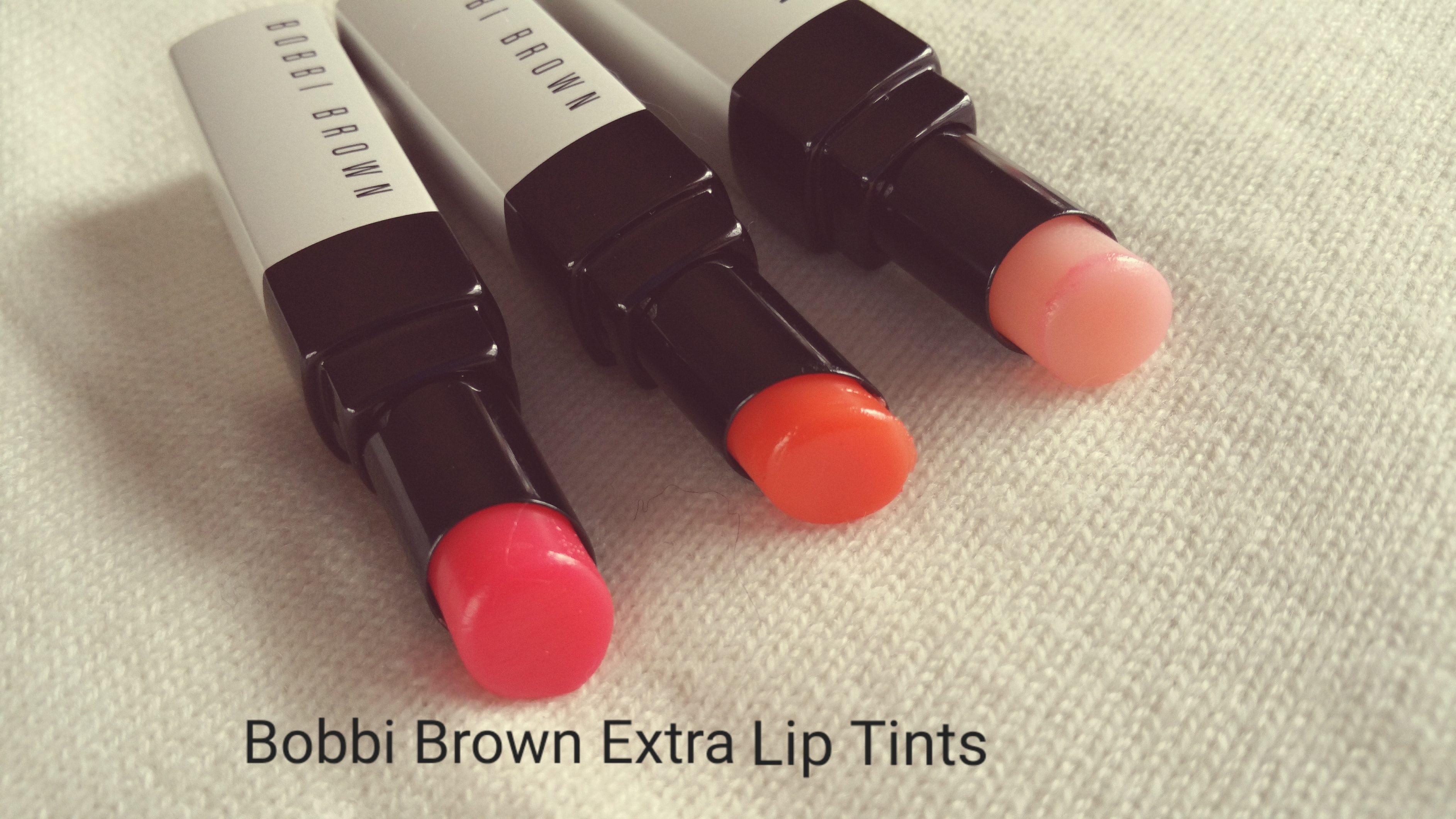 Bobbi Brown's Extra Lip Tint in 2 NEW shades! L to R: Bare Popsicle, Bare Melon, and Bare Pink.